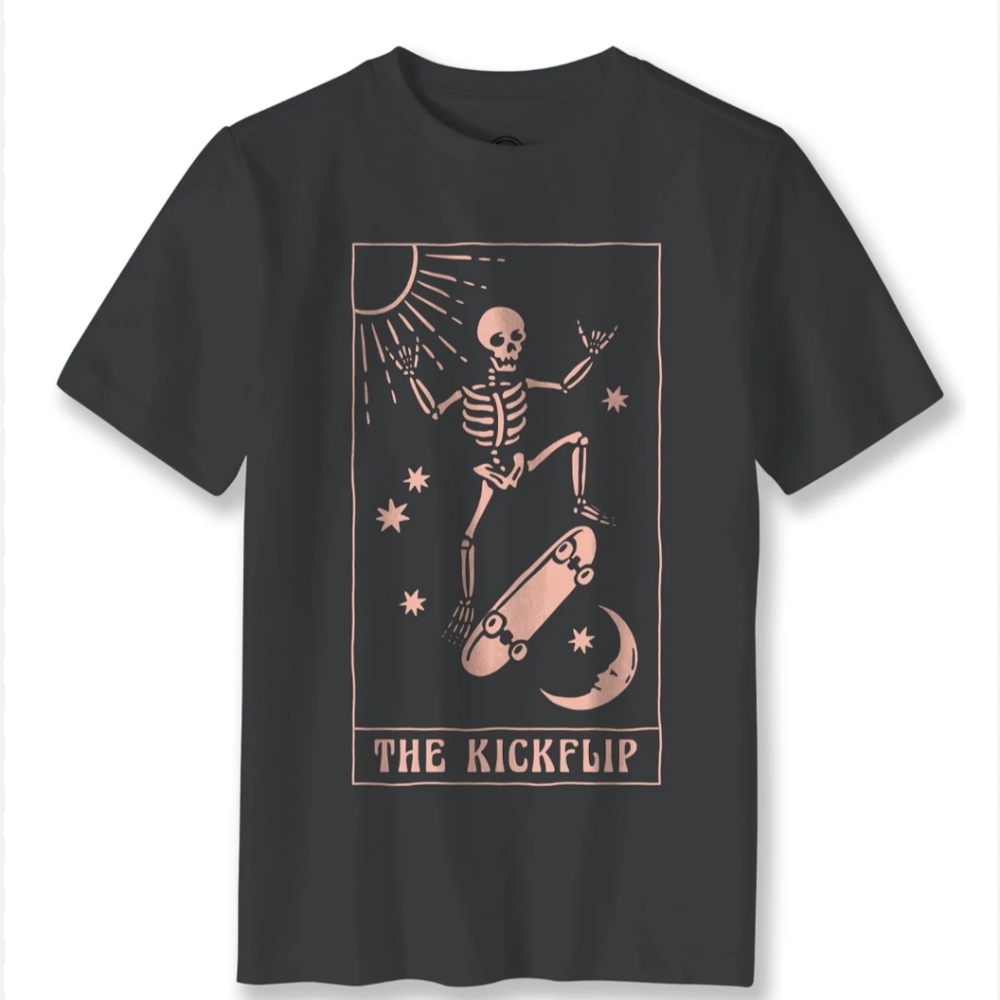 The kickflip skateboard skeleton tarot t shirt - brand new